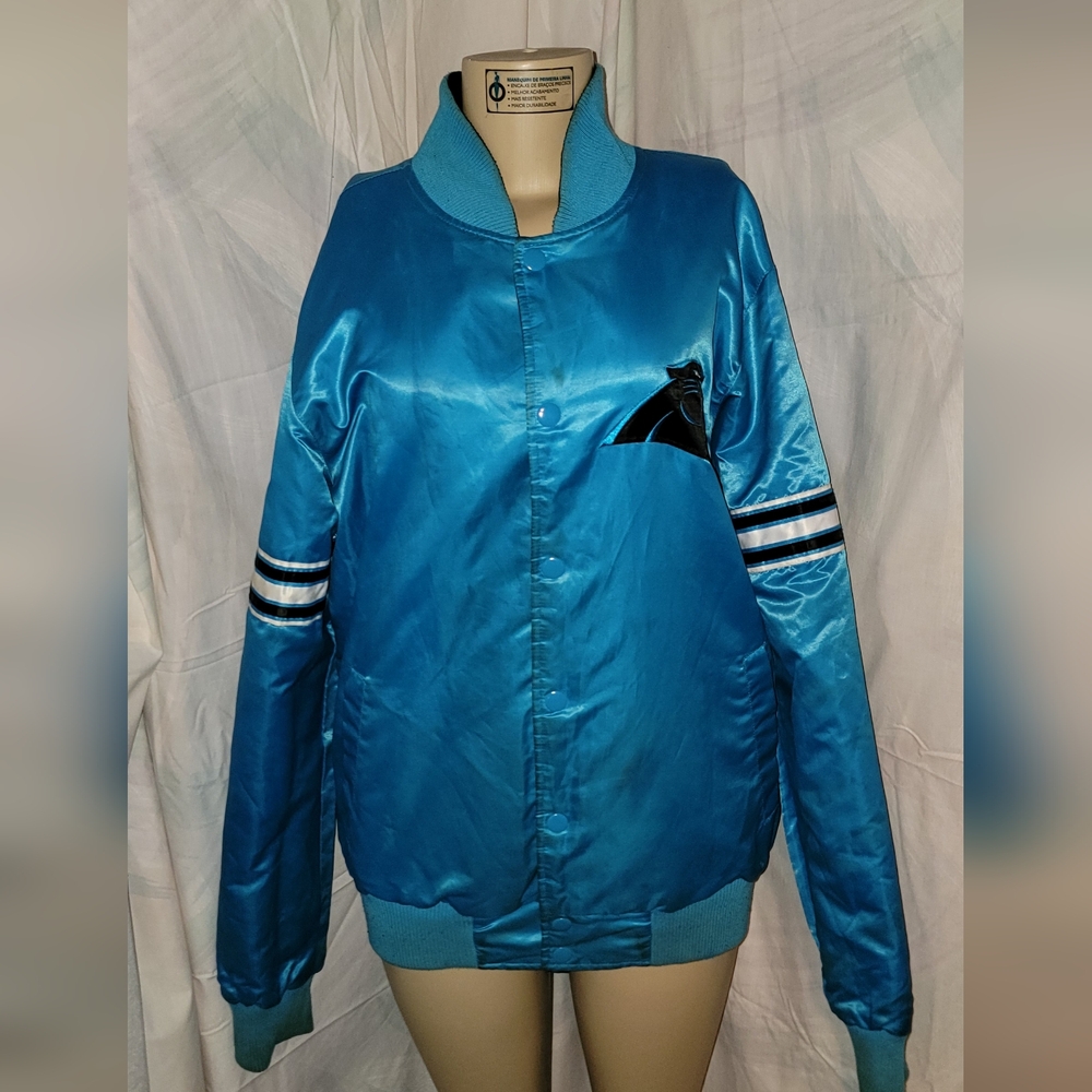 Reversable Starter Carolina Panthers Quilt  Knit Trim Varsity Jacket  Men's M
